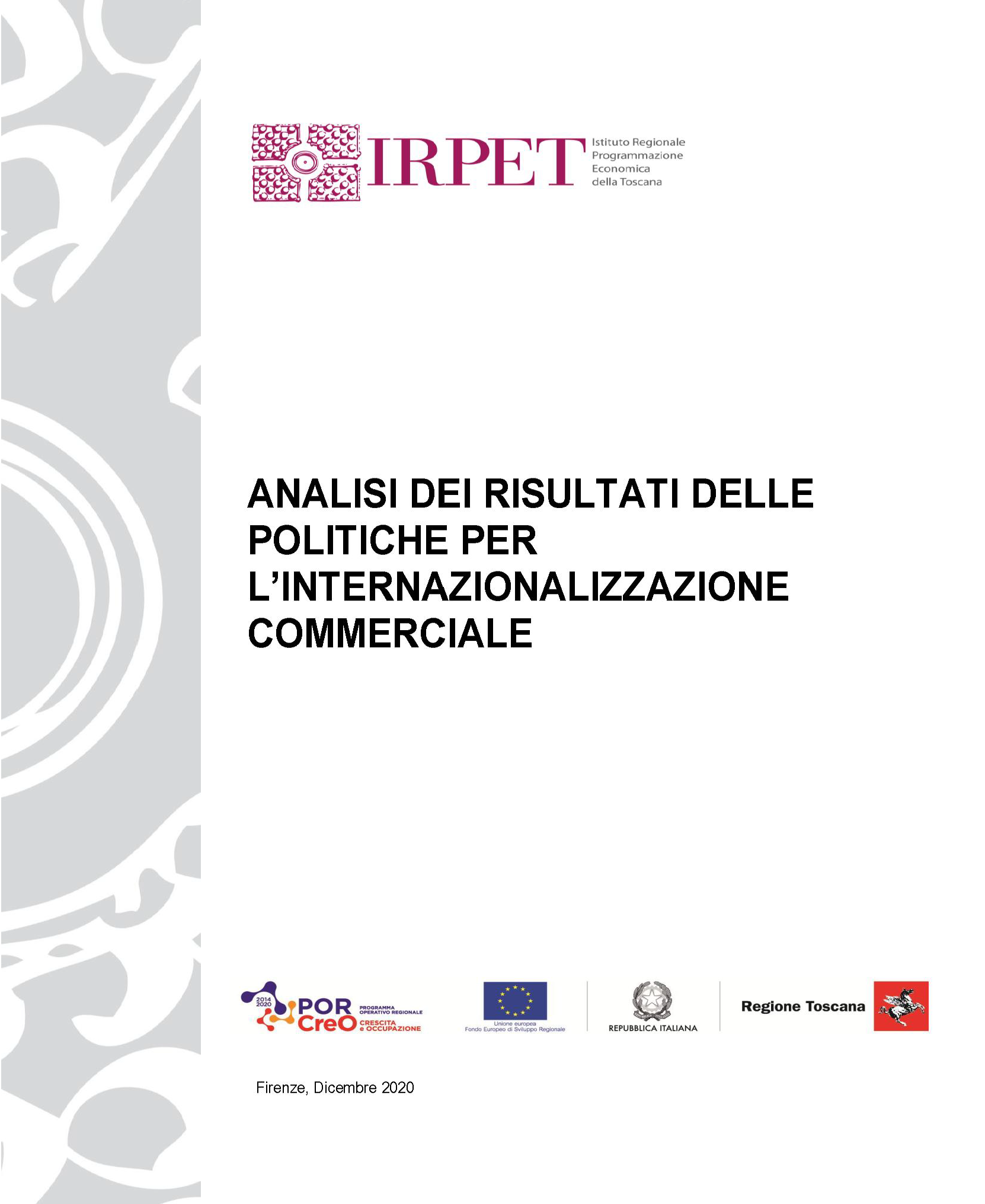 FESR Analisi risultati politiche internazionalizzazione commerciale 2020