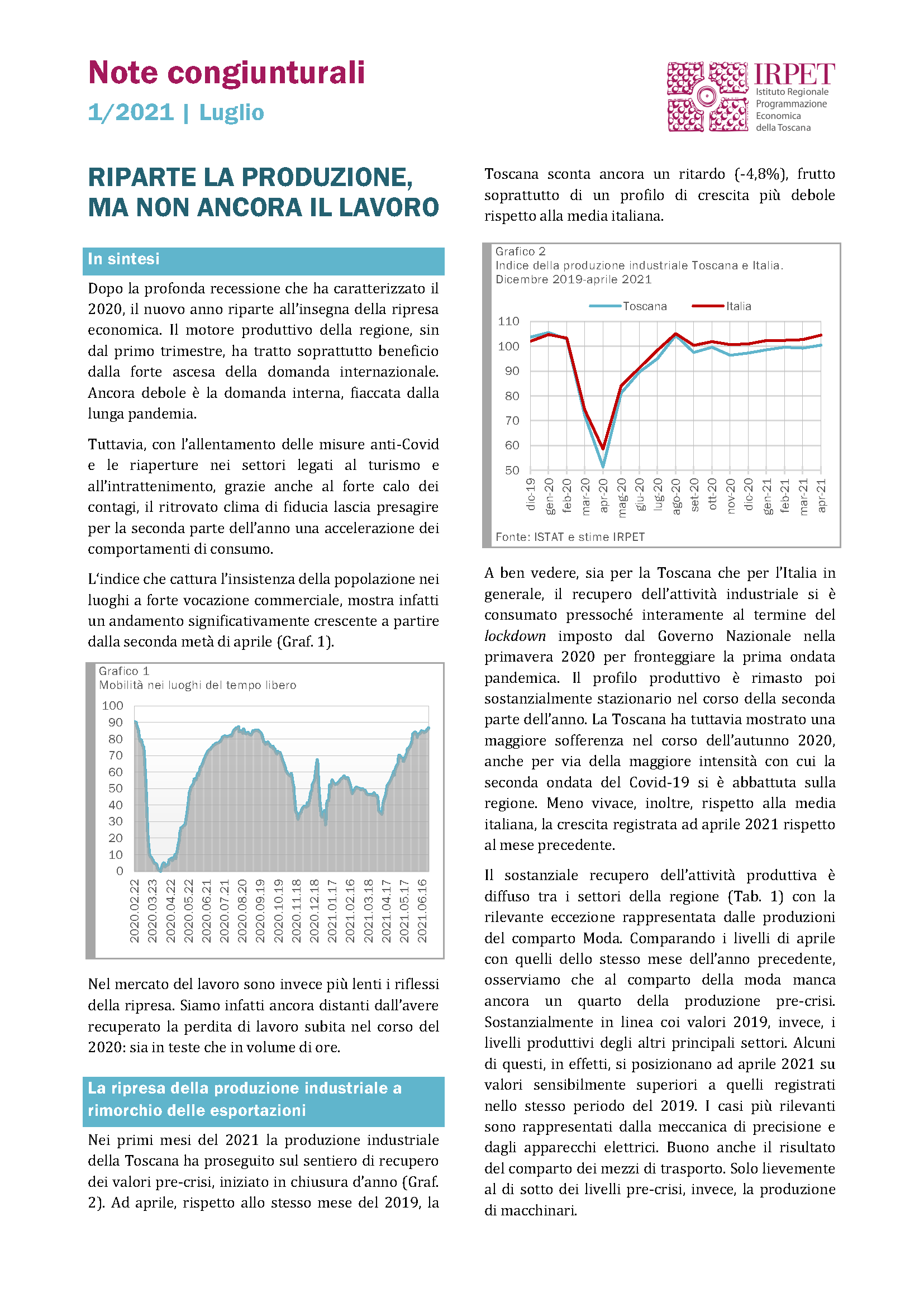 Nota congiunturale 1.2021