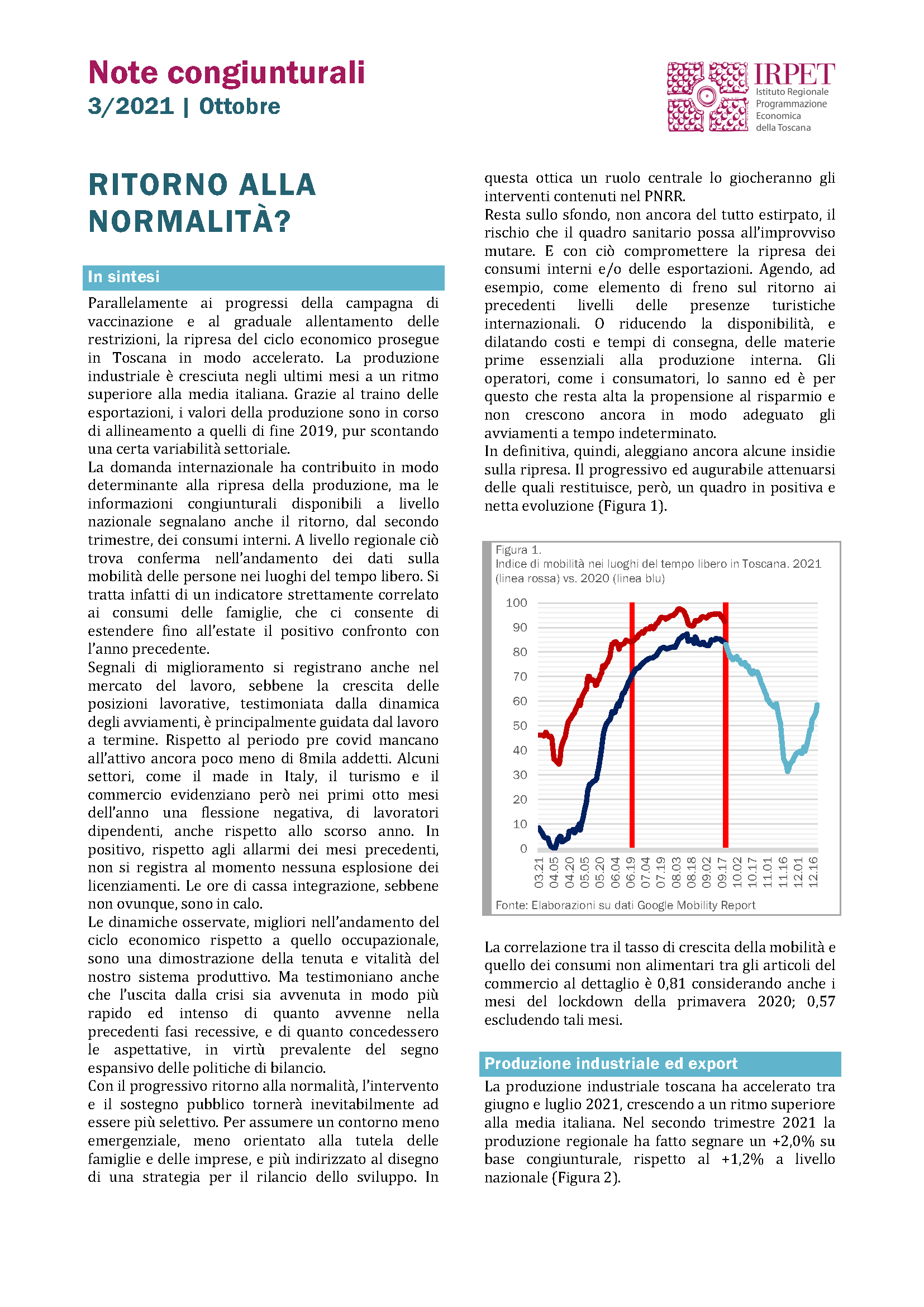 Nota congiunturale 3.2021 ottobre