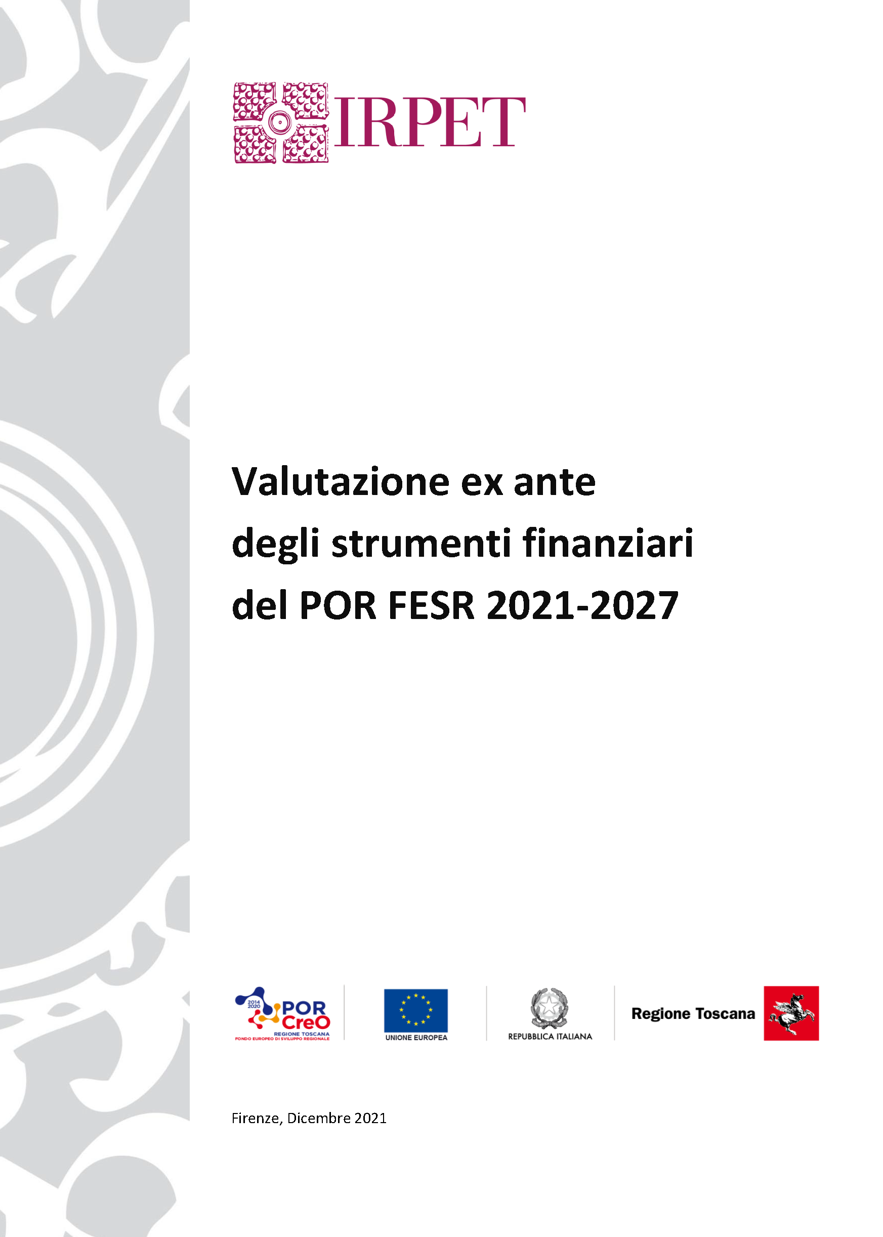 FESR Valutazione Ex Ante Strumenti Finanziari consegna dic2021