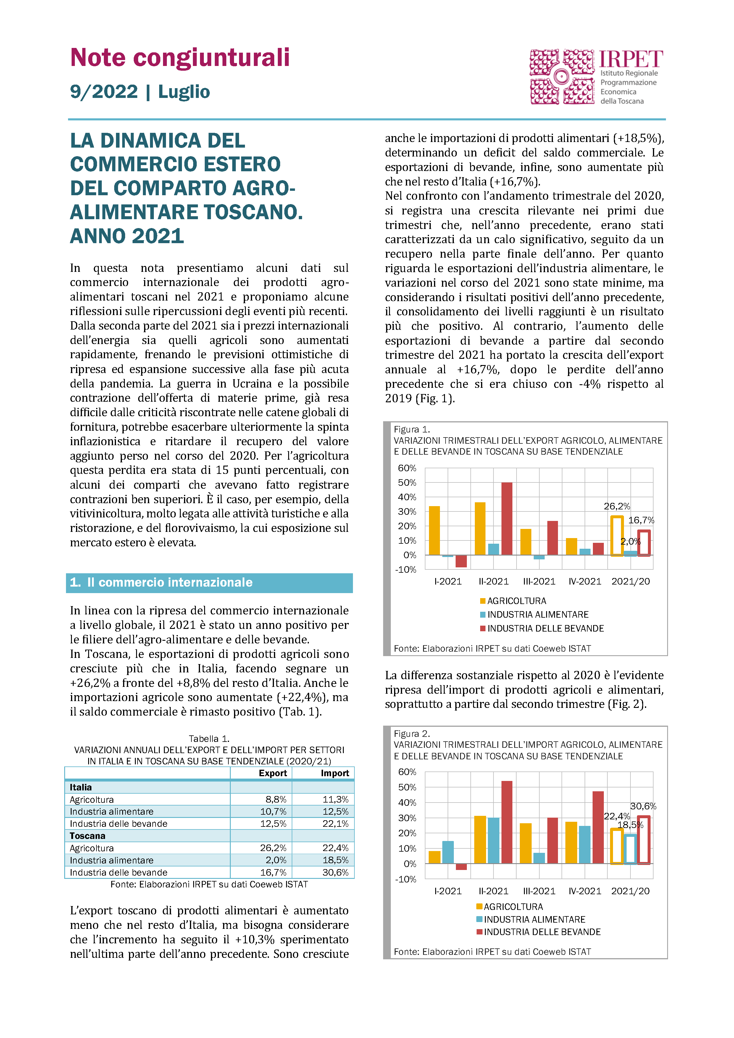 Nota congiunturale 9.2022 luglio