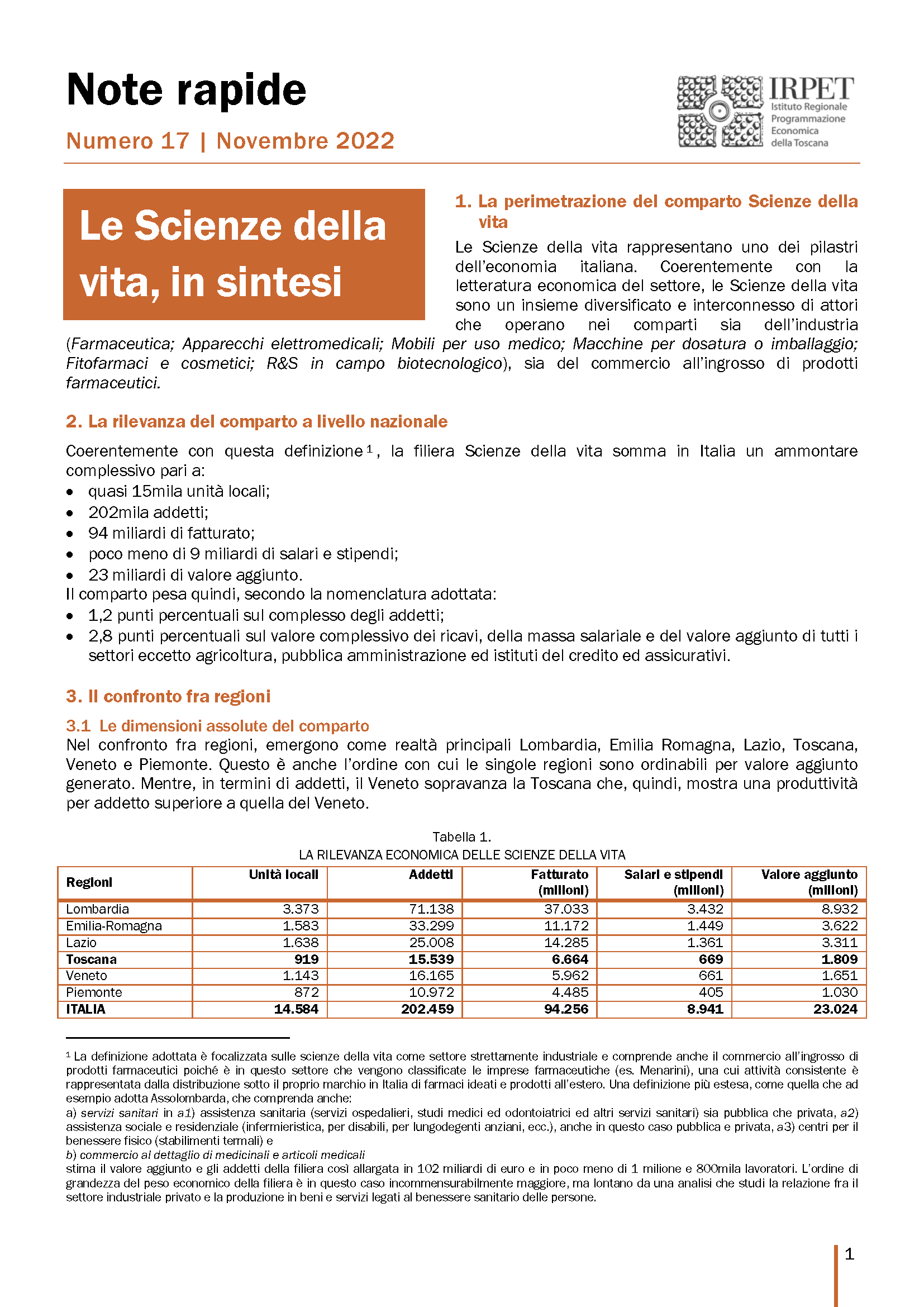 Nota rapida 17_2022 Scienze della vita 29nov