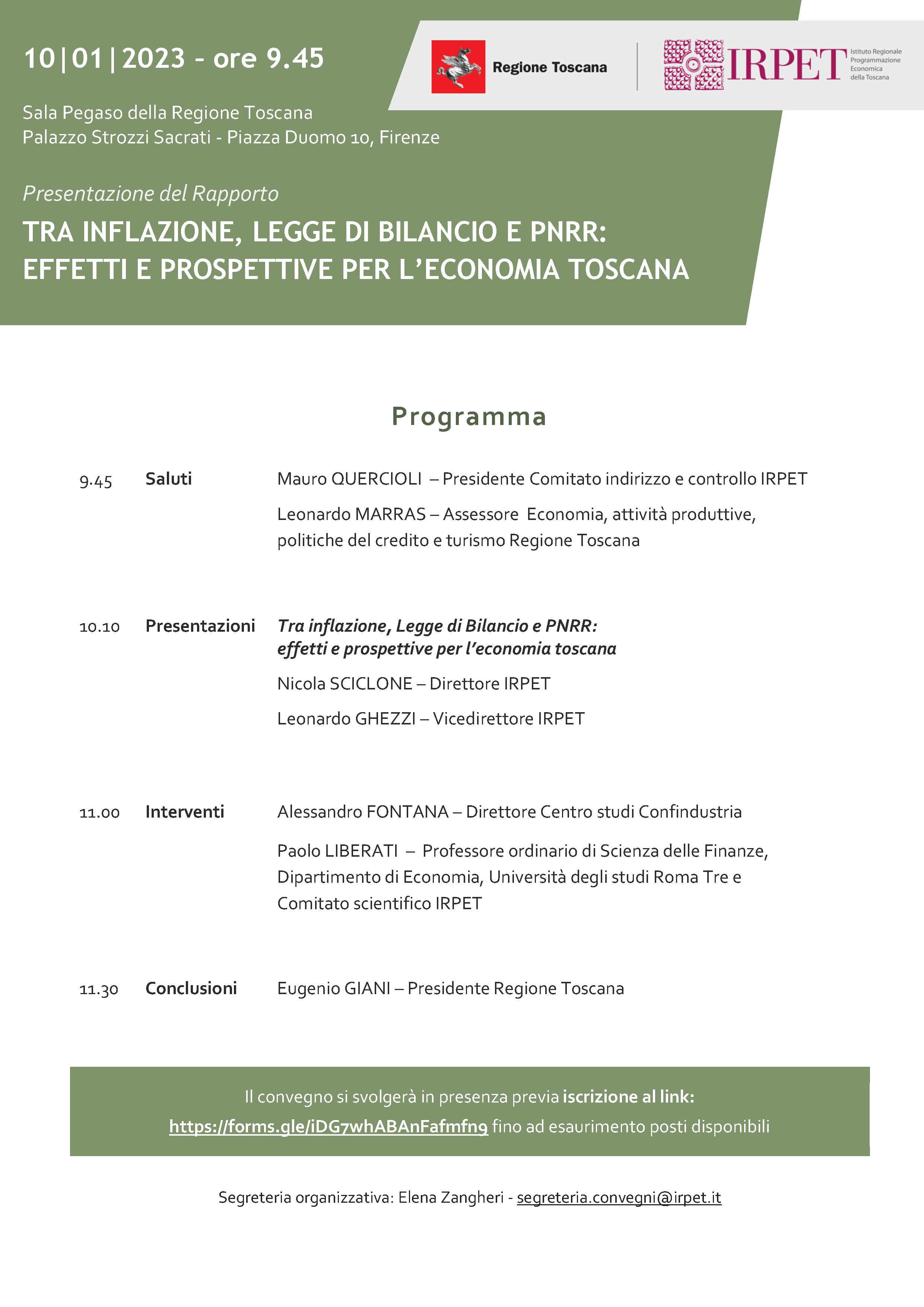 Programma Rapporto IRPET 10.01.2023