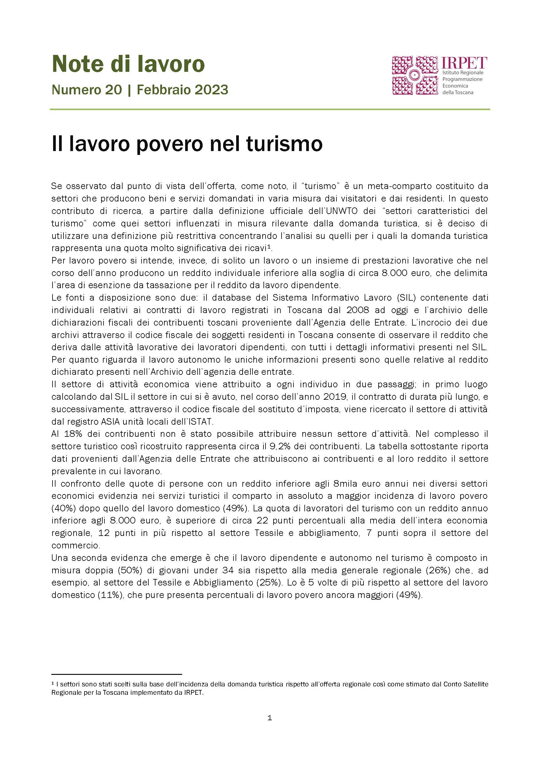 Nota di lavoro 20.2023 lavoro_povero febbraio