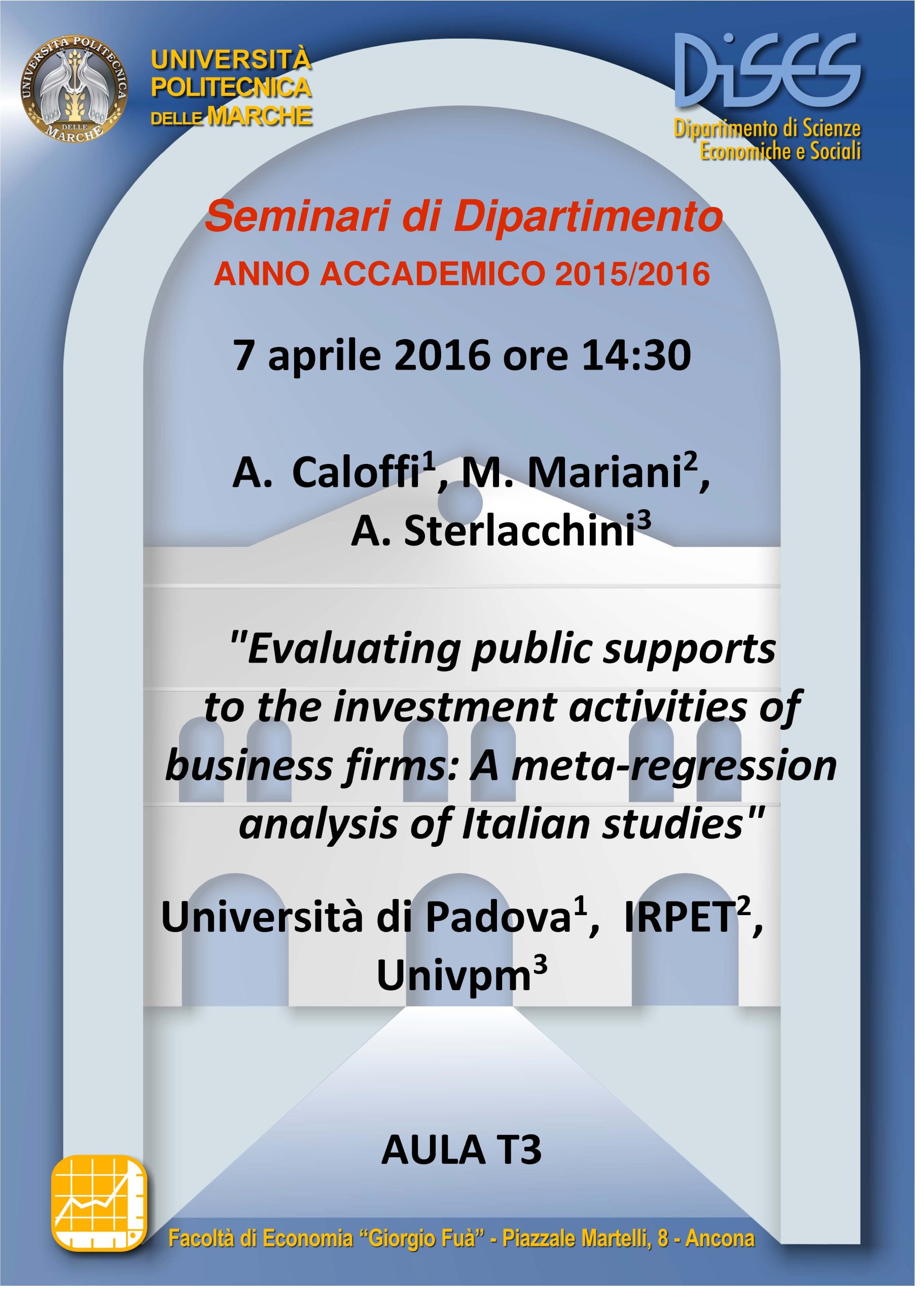 Locandina Seminari di Dipartimento_Caloffi, Mariani, Sterlacchini